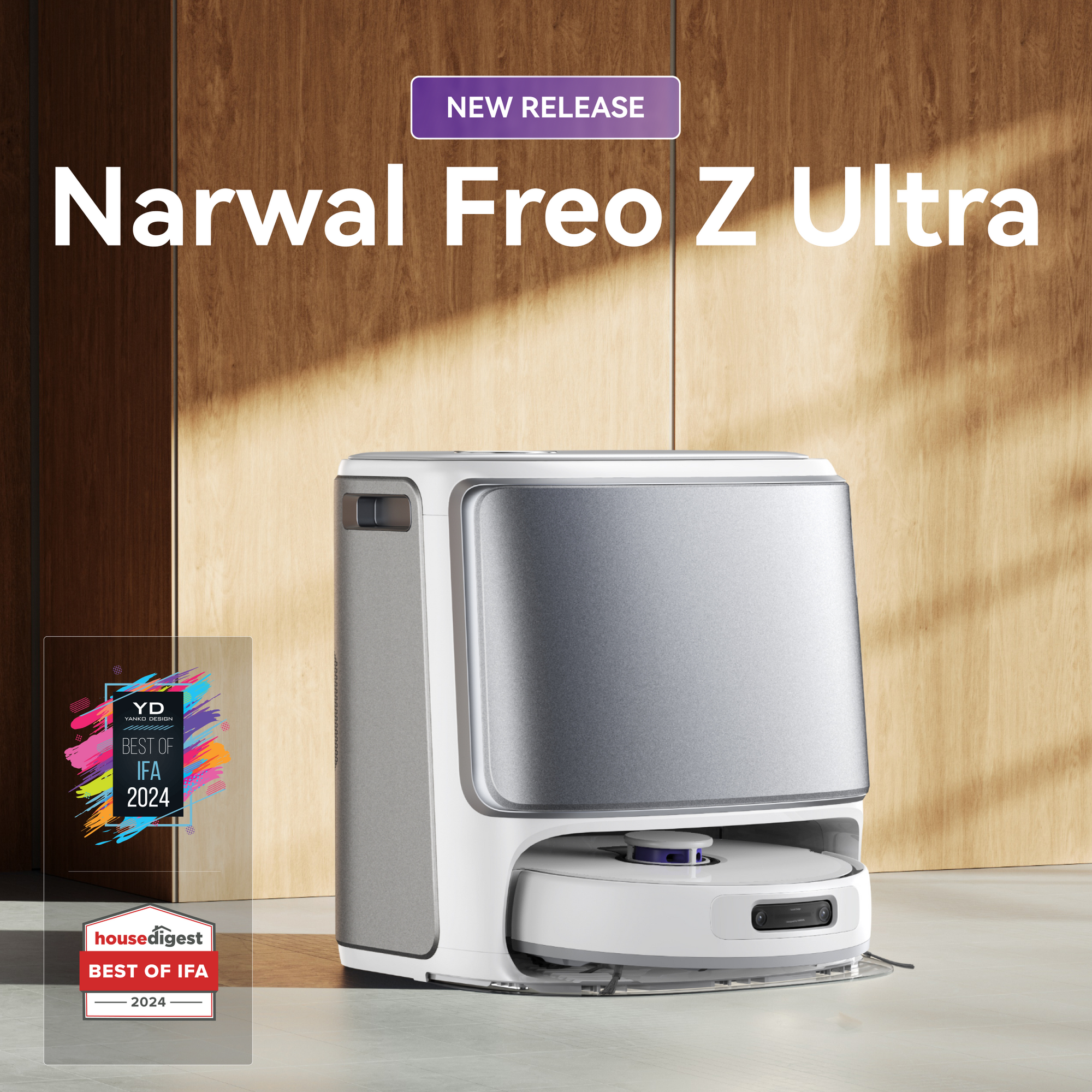 New release: Narwal Freo Z Ultra robot with award-winning design, recognized by IFA and House Digest Best of IFA 2024.