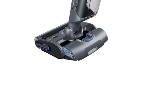 Narwal S20 Pro cordless vacuum mop with transparent waste compartments and advanced self-cleaning rollers for easy maintenance.