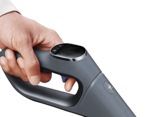 Narwal S20 Pro cordless vacuum mop handle with voice alerts for self-drying completion and cleaning pause.