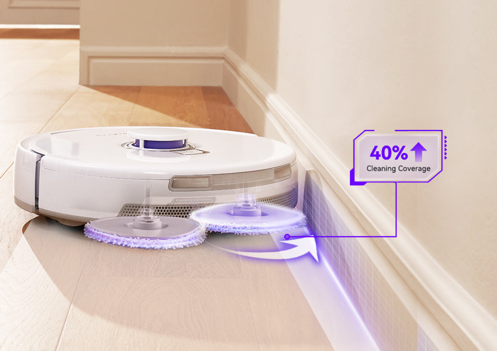 Narwal Freo X Ultra robot vacuum and mop achieving 40% improved cleaning coverage with edge-to-edge mopping technology.