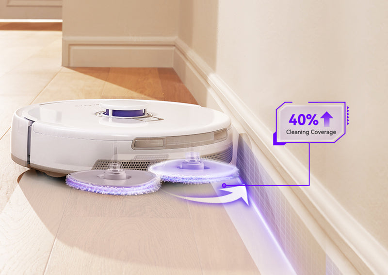 Narwal Freo X Ultra robot vacuum and mop achieving 40% improved cleaning coverage with edge-to-edge mopping technology.