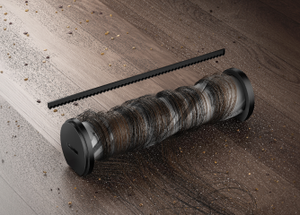 Comparison vacuum brush roll tangled with hair