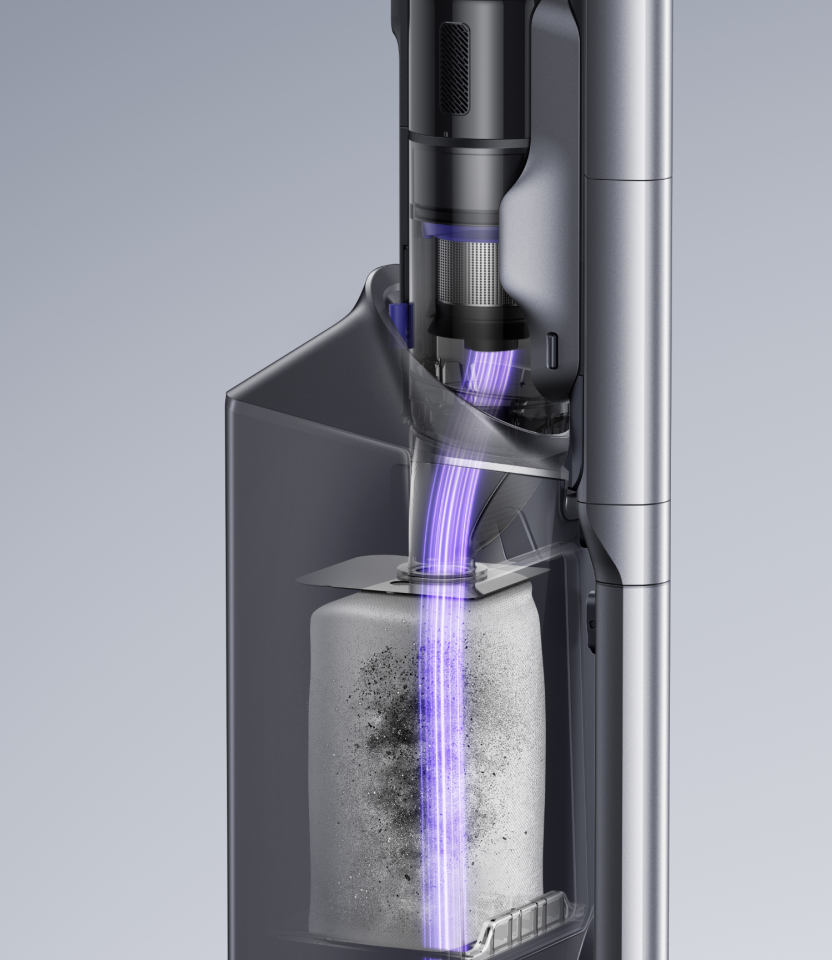 Narwal V50 Cube transferring dust into its auto-empty dock