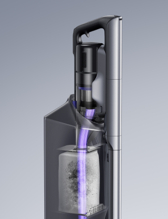 Narwal V50 Cube transferring dust into its auto-empty dock