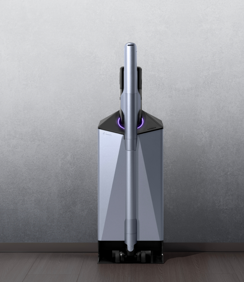 Narwal V50 Cube vacuum in its compact auto-empty dock