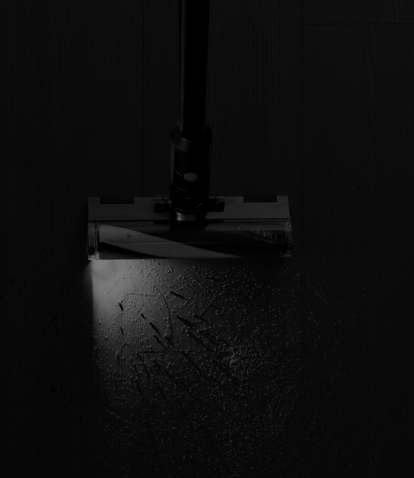 Comparison vacuum casting a narrow beam across a dusty floor